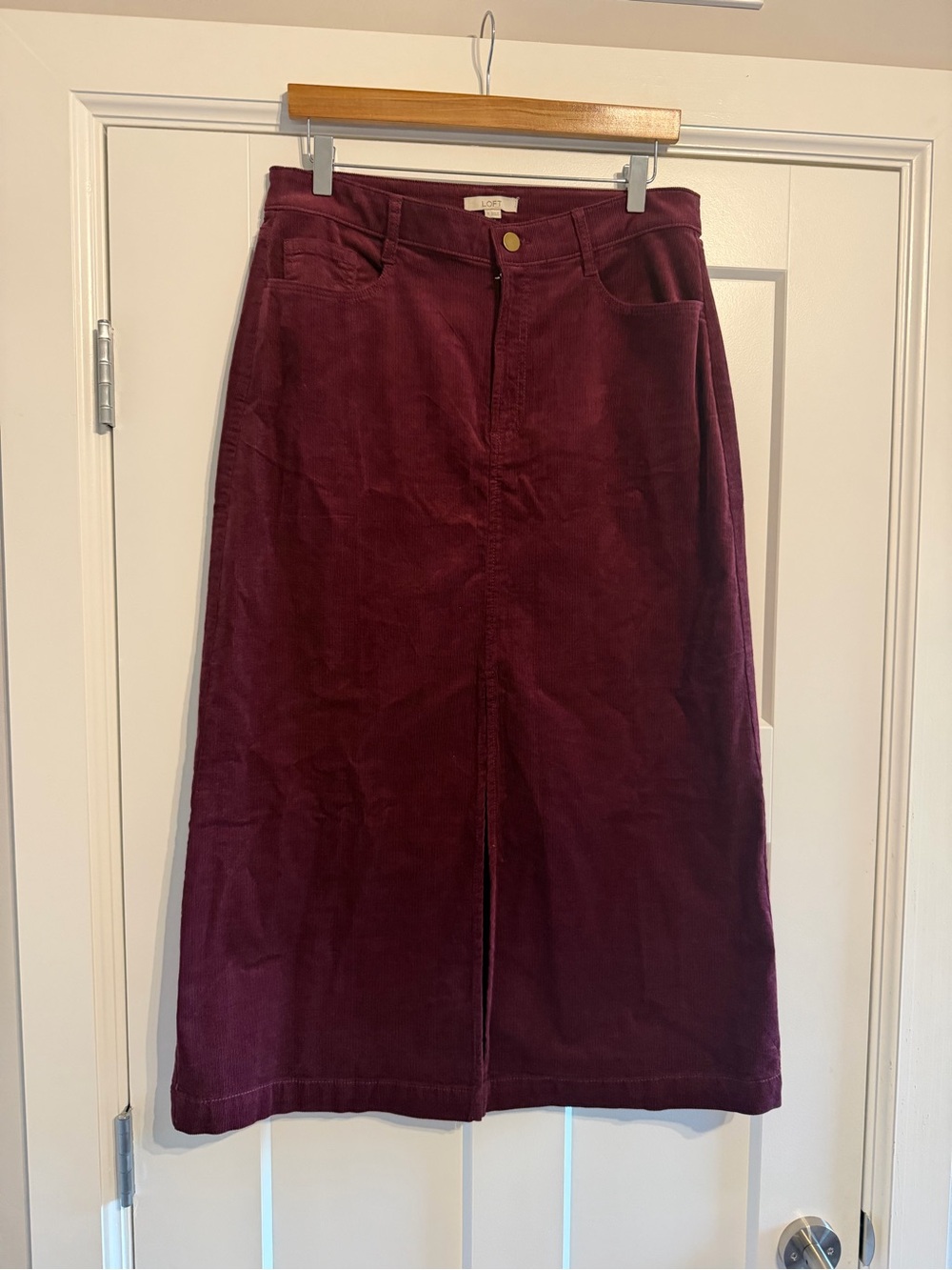 Loft Women’s Brushed Corduroy Midi Skirt in Deep Wine - Picture 14 of 17